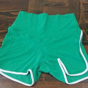 Aerie Green Athletic Shorts with White Trim